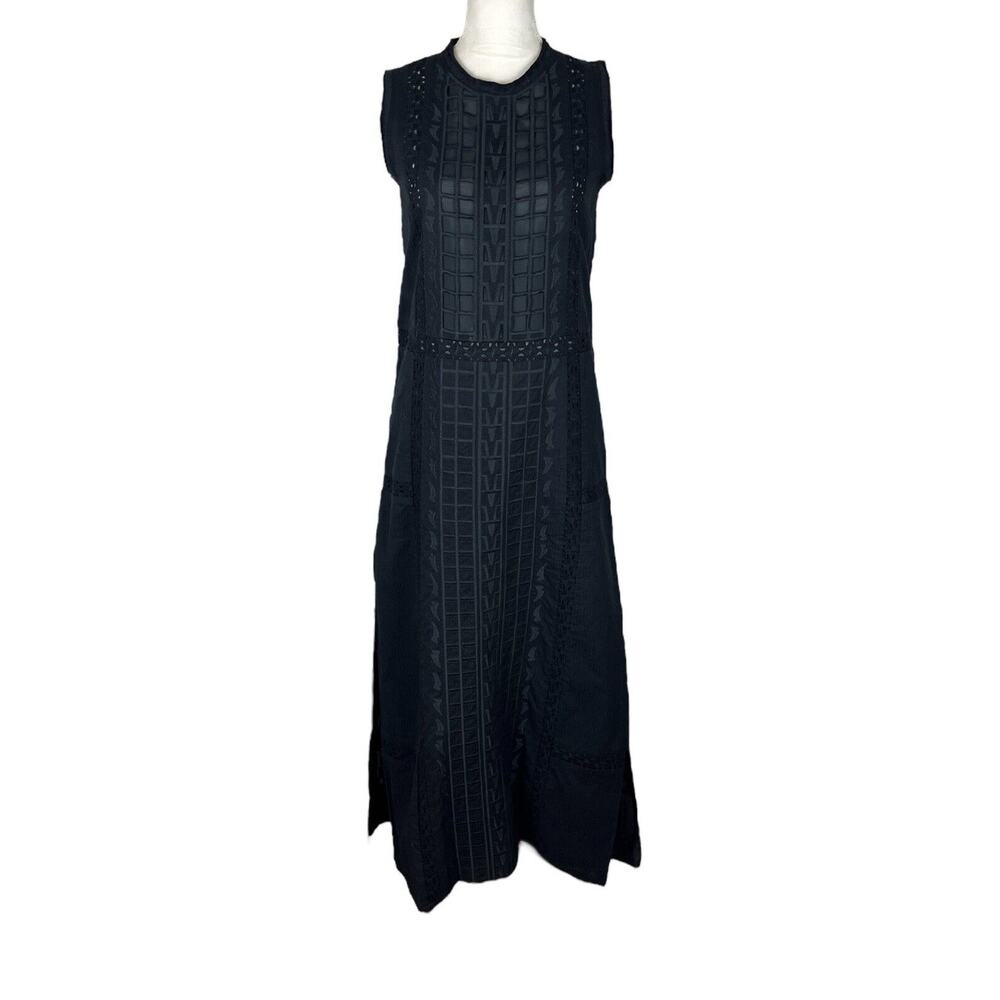 Sea New York Black Embroidered Lace Overlay Maxi Dress Dark Romantic Boho Size 2